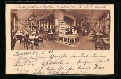 AK Berlin, Gasthaus Aichingerhaus in der Friedrichstr. 97, 1. Stockwerk