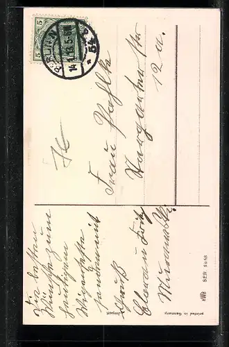 Präge-AK Junge mit Vergissmeinnicht gratuliert zum Geburtstag