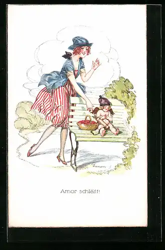 AK Amor schläft auf der Bank