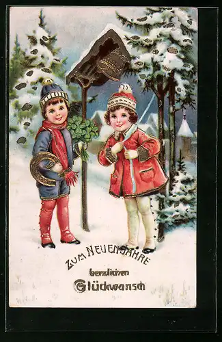 AK Kinder im Schnee zu Neujahr