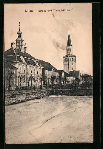 AK Mitau, Rathaus und Trinitatiskirche