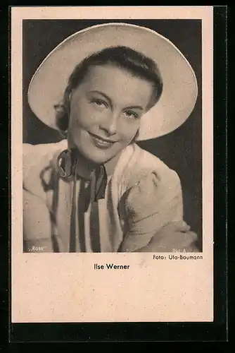 AK Schauspielerin Ilse Werner mit Hut