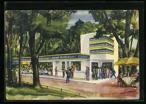 Künstler-AK Dresden, II. Internationale Hygiene-Ausstellung 1930, Kathreinergarten