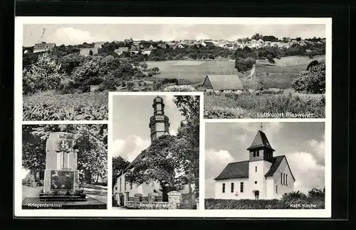 AK Riesweiler, Kath. Kirche, Evangl. Kirche, Kriegerdenkmal, Gesamtansicht