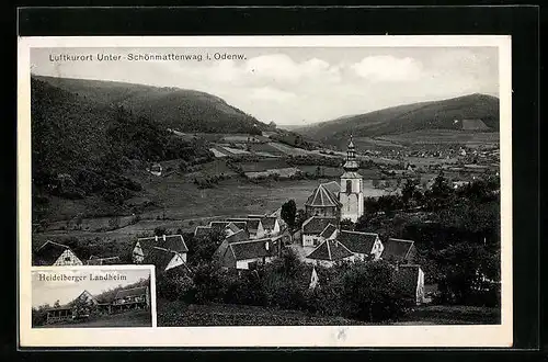 AK Unterschönmattenwag / Odenwald, Gesamtansicht, Gasthaus Heidelberger Landheim