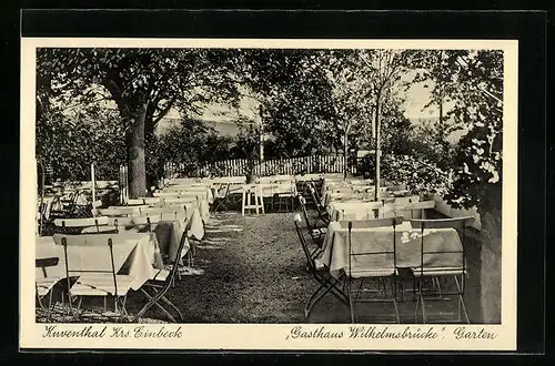 AK Kuventhal /Kr. Einbeck, Gasthaus Wilhelmsbrücke, Garten