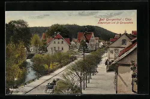 AK Bad Georgenthal /Th., Hauptstrasse und St. Georgenplatz