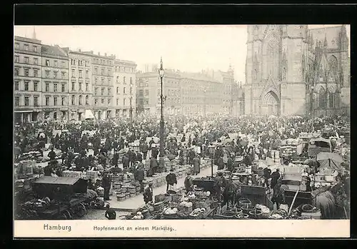 AK Hamburg, Hopfenmarkt an einem Markttag