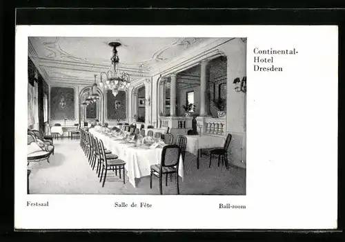 AK Dresden, Continental-Hotel, Festsaal, Innenansicht