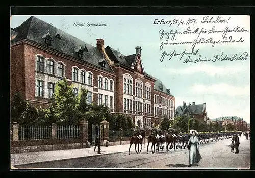 AK Erfurt, Königliches Gymnasium mit Soldatenparade