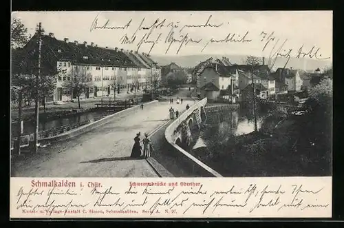 AK Schmalkalden i. Thür., Schwemmbrücke und Obertor