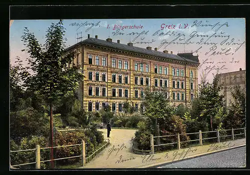 AK Greiz i. V., Bürgerschule mit Park