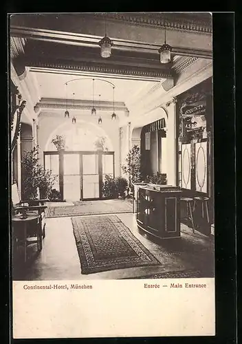 AK München, Entrée im Continental-Hotel