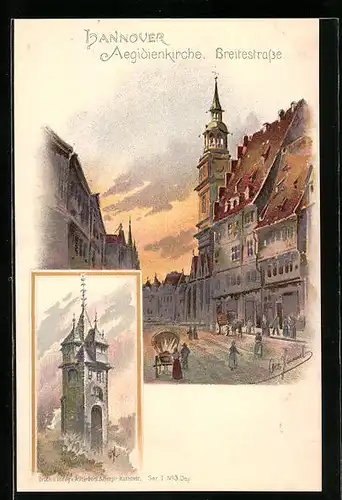 Künstler-AK Otto Hammel: Hannover, Aegidienkirche in der Breitestrasse