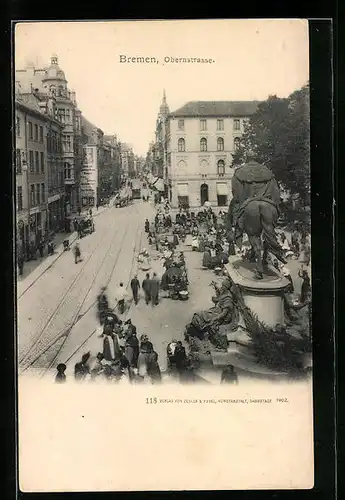 AK Bremen, Obernstrasse mit Strassenbahn