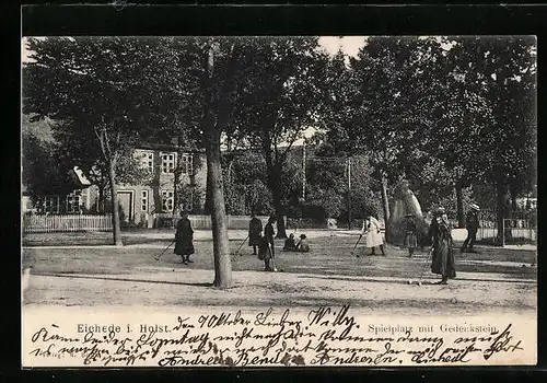 AK Eichede /Holst., Spielplatz mit Gedenkstein