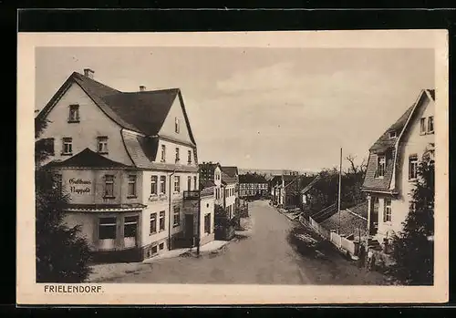 AK Frielendorf, Ortsansicht mit Gasthaus Rappold