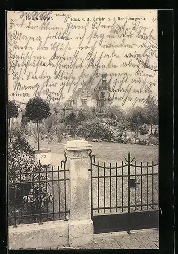 AK Neumünster, Blick von der Karlstrasse nach der Rendsburgerstrasse