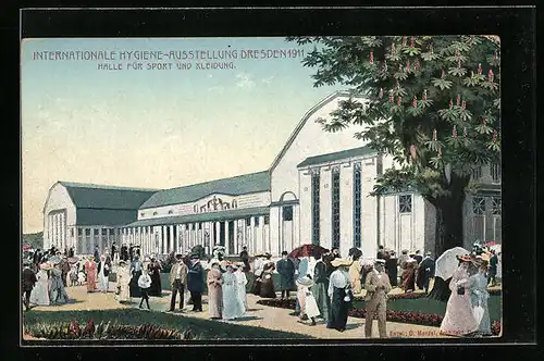 AK Dresden, Internationale Hygiene-Ausstellung 1911, Halle für Sport und Kleidung