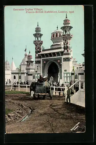 AK London, Franco-British Exhibition 1908, Entrance Ceylon Village