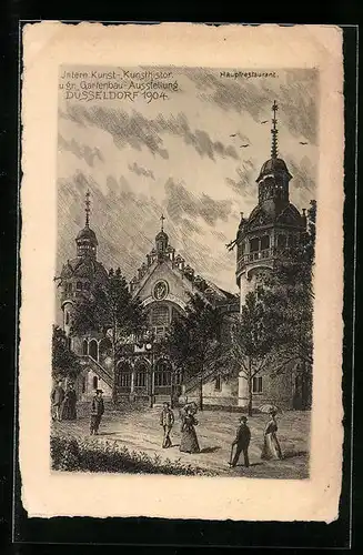 Künstler-AK Düsseldorf, Internationale Kunst-, Kunsthistorische u. grosse Gartenbau-Ausstellung 1904, Hauptrestaurant