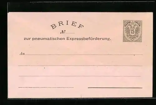 AK Brief zur pneumatischen Expressbeförderung, Ganzsache Österreich