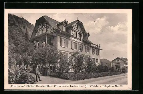 AK Turbenthal, Haus Friedheim, Station Remismühle, Strassenansicht
