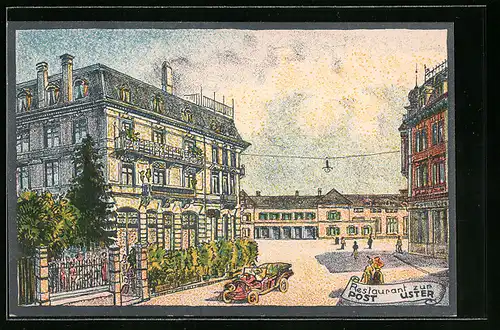 Künstler-AK Uster, Restaurant zur Post