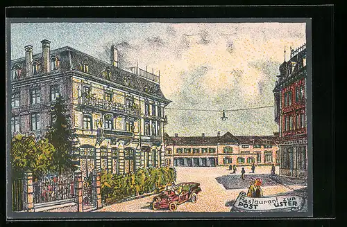 Künstler-AK Uster, Restaurant zur Post