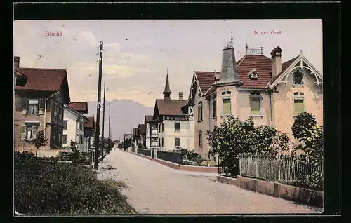 AK Buchs, Strasse In der Graf mit Friedheim