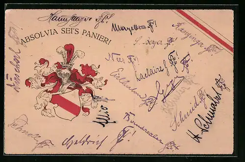 Künstler-AK Absolvia sei`s Panier, Studentenwappen