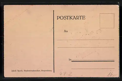 Künstler-AK Absolvia sei`s Panier, Studentenwappen