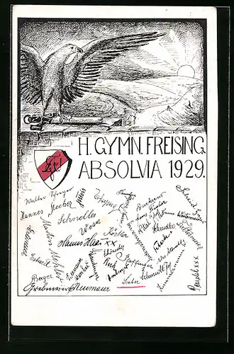 Künstler-AK Freising, H. Gymn., Absolvia 1929