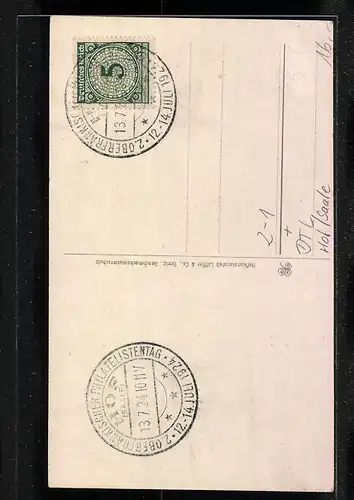 AK Hof a. Saale, 2. Oberfränkischer Philatelisten-Tag 1924