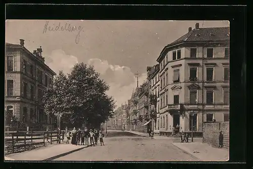 AK Heidelberg, Blumenstrasse, Mutter mit Kindern