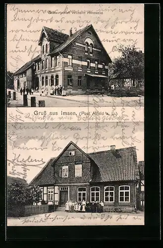 AK Imsen bei Alfeld, Gasthaus Wilhelm Hennecke, Schule