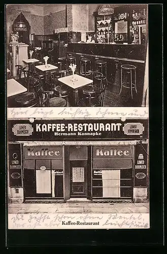 AK Berlin, Cafe-Restaurant Hermann Kannapke in der Dresdenerstrasse 30