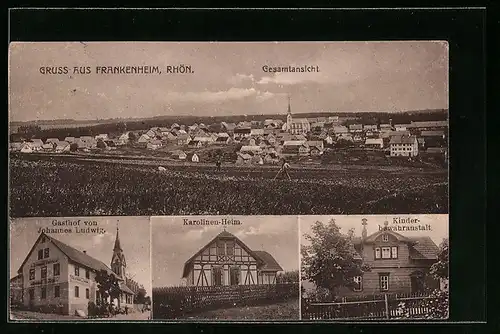 AK Frankenheim /Rhön, Gasthof von Johannes Ludwig, Karolinen-Heim, Kinderbewahranstalt
