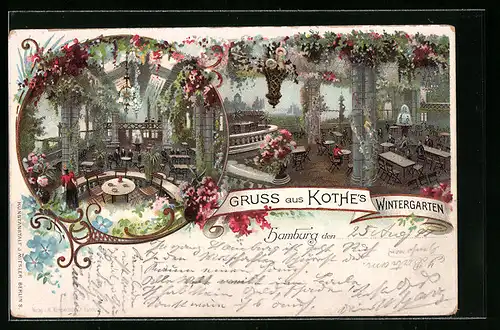 Lithographie Hamburg-Neustadt, Restaurant Kothe`s Wintergarten