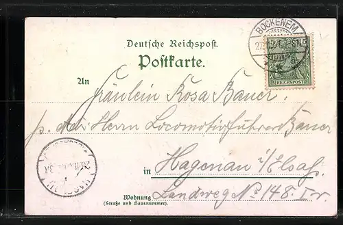Lithographie Bockenem, Gasthof Jägerhaus, Tillsburg, Relief St. Hubertus
