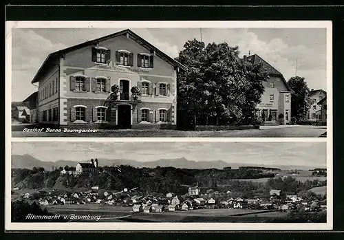 AK Altenmarkt a. Alz, Gasthof Benno Baumgartner, Totalansicht vom Ort