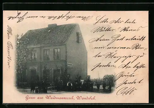 AK Hamburg-Wandsbek, Gasthaus Waidmannsruh, davor Gäste