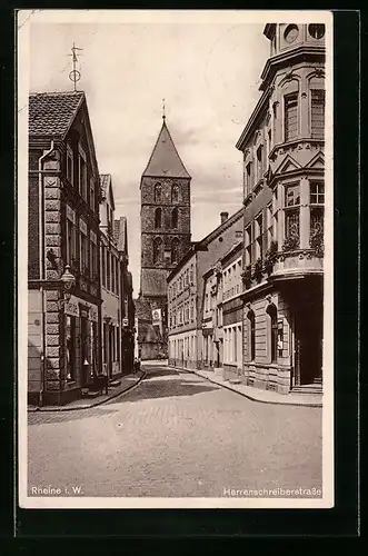 AK Rheine i. W., Herrenschreiberstrasse mit Blick zur Kirche