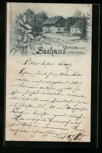 AK Pforzheim, Ansicht vom Gasthof Seehaus