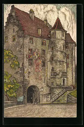 Künstler-AK Baden, Eingang zum Landvogteischloss