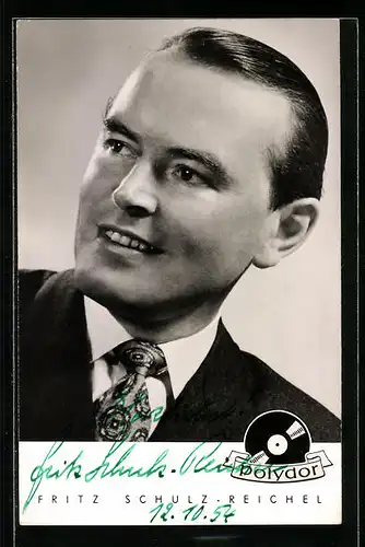 AK Musiker Fritz Schulz-Reichel mit pomadisiertem Haar, Autograph