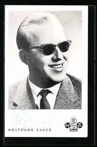 AK Musiker Wolfgang Sauer mit Sonnenbrille, Autograph