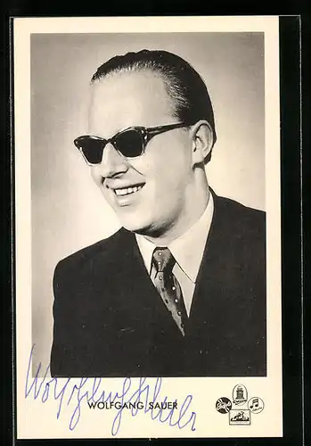 AK Musiker Wolfgang Sauer mit Sonnenbrille, Autograph