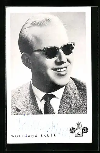 AK Musiker Wolfgang Sauer mit Sonnenbrille, Autograph