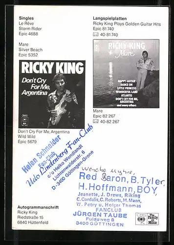 AK Musiker Ricky King mit E-Gitarre, Autograph